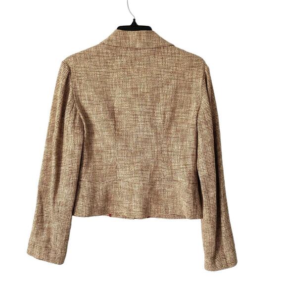 Marni Milano Linen Wool Blend Crop Blazer Jacket Brown Cream size 42 Large - Picture 4 of 10